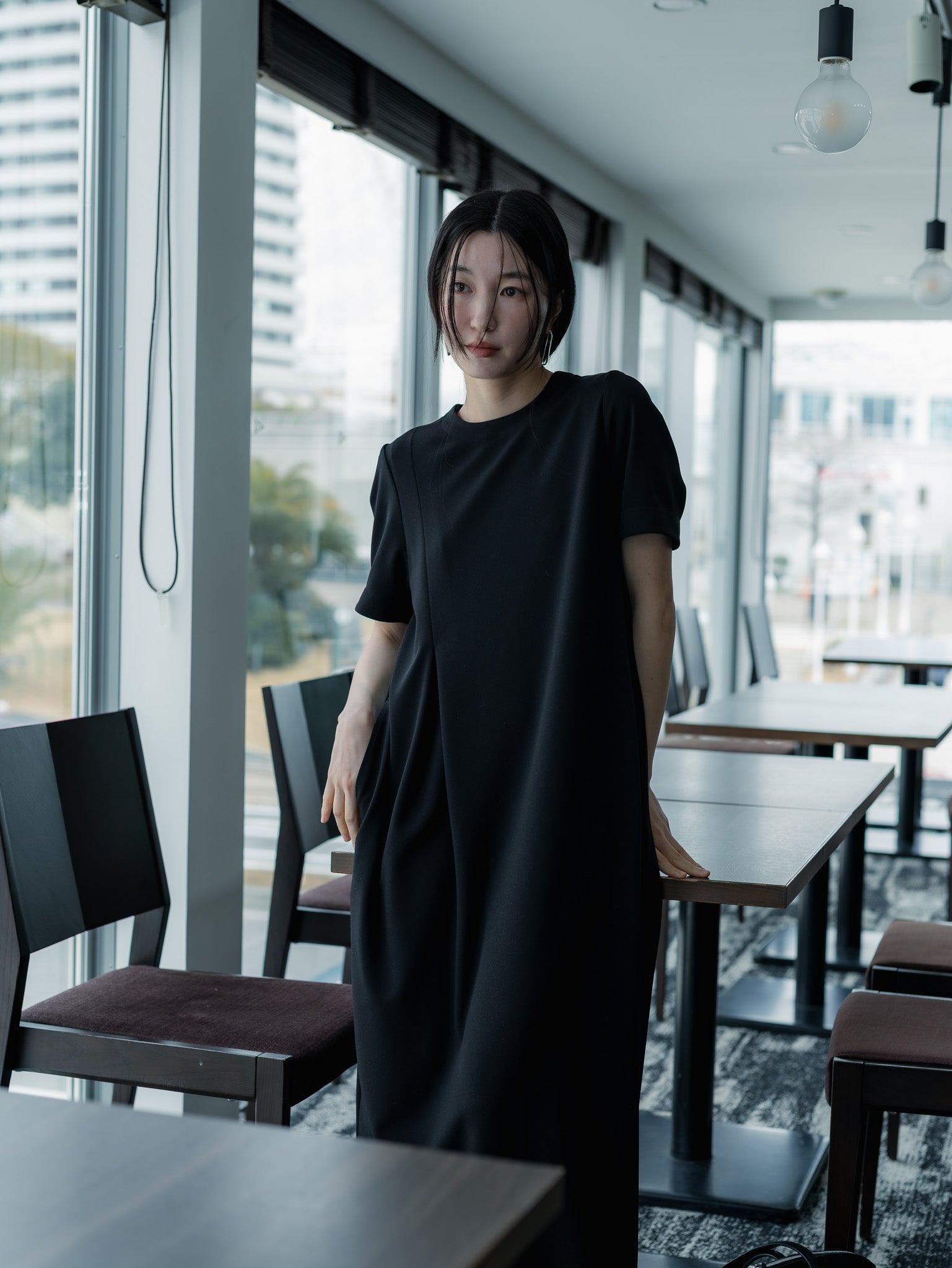 【PRE ORDER】SILKY TECH DRESS/Black