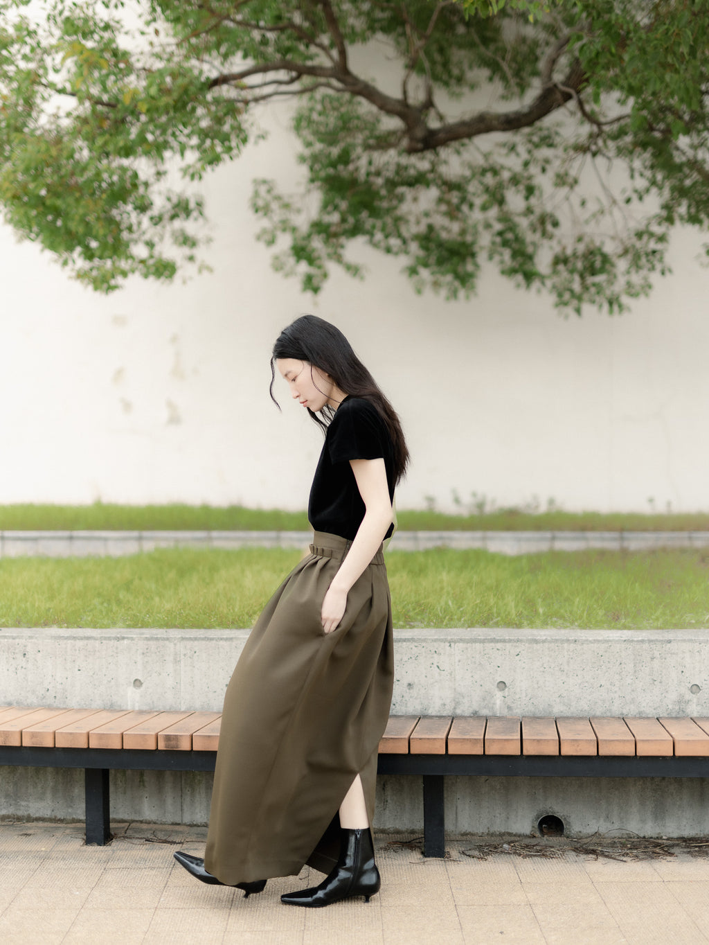 【PRE ORDER】EASY DRAPE SKIRT/Olive