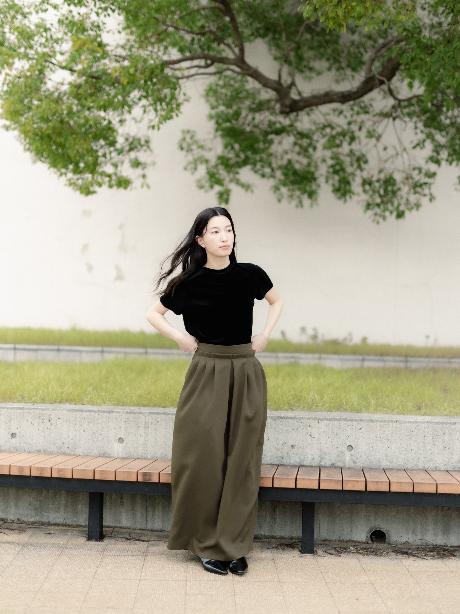 【PRE ORDER】EASY DRAPE SKIRT/Olive