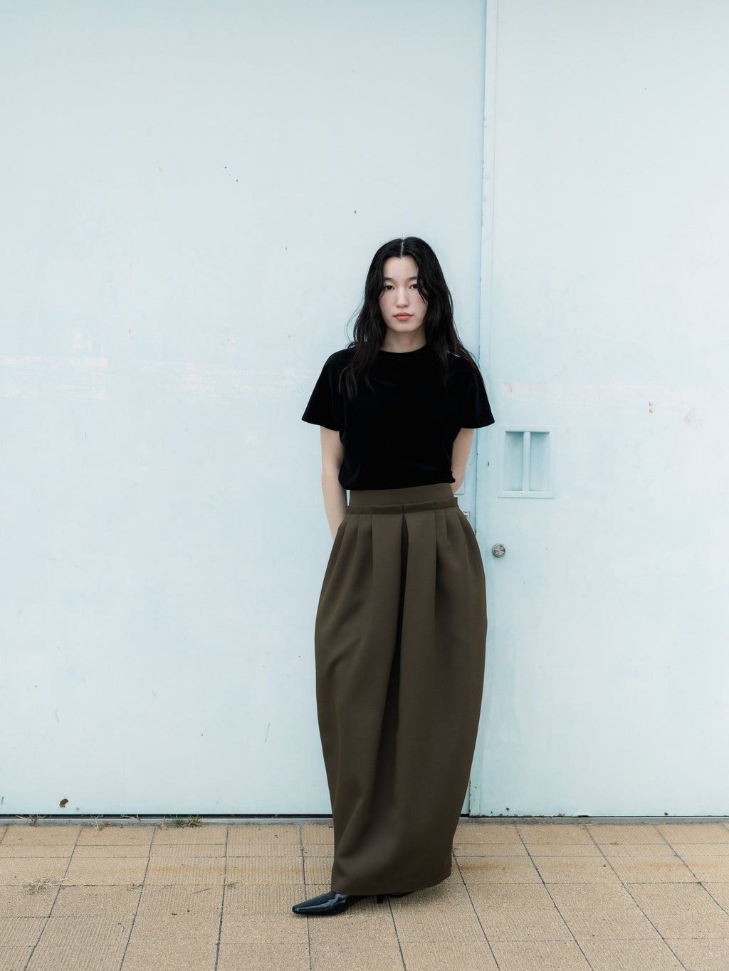 【PRE ORDER】EASY DRAPE SKIRT/Olive