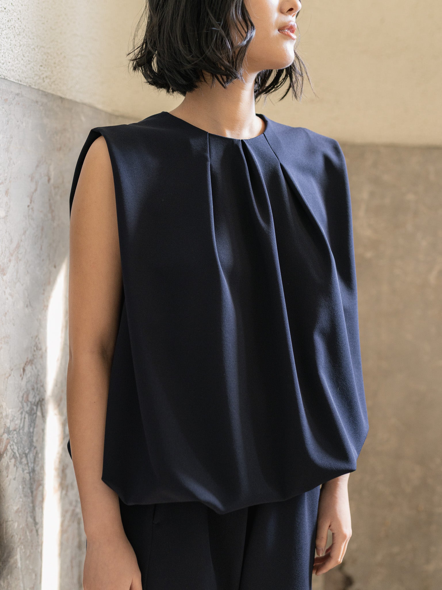 SILKY TECH TOP/Navy