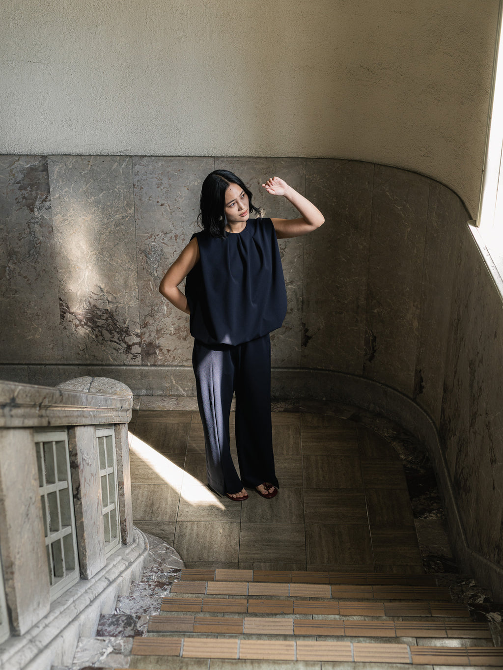 SILKY TECH TOP/Navy