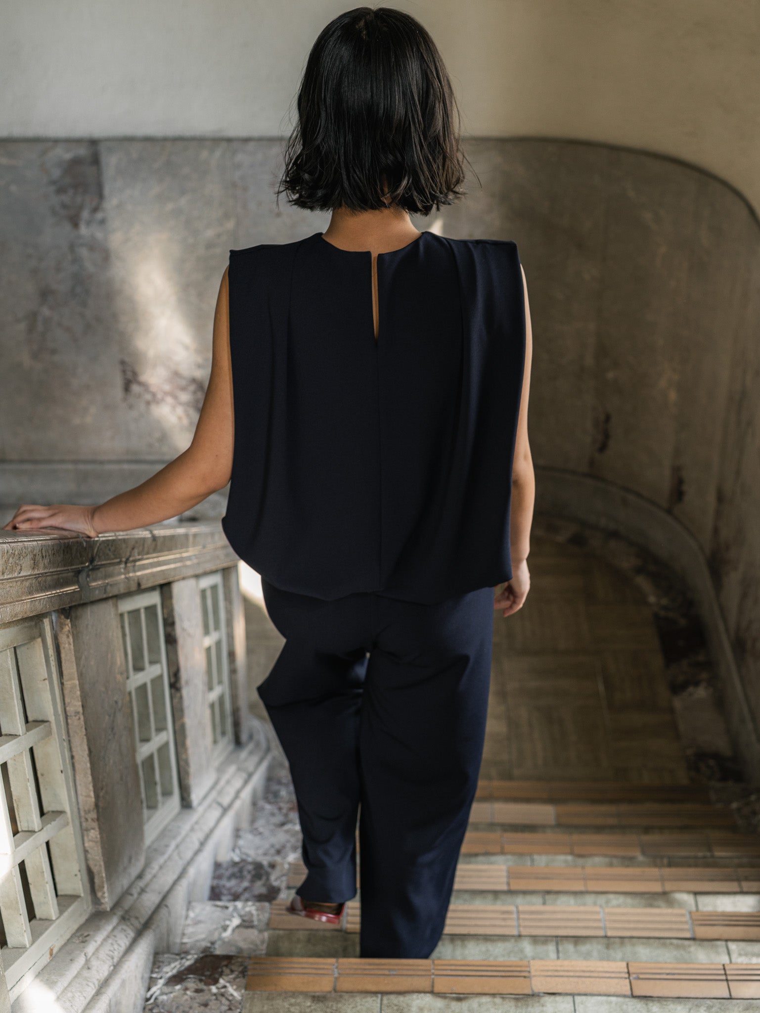 SILKY TECH TOP/Navy