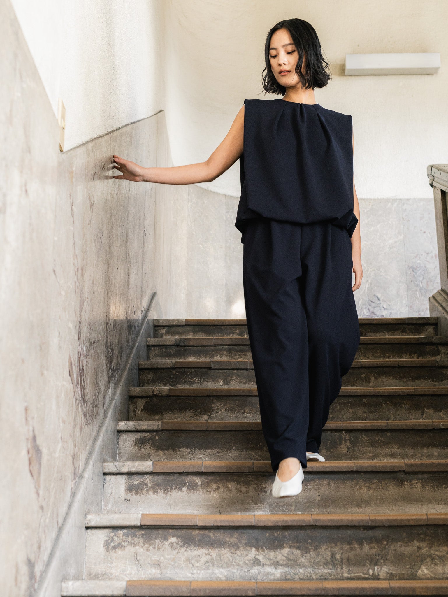 SILKY TECH TOP/Navy