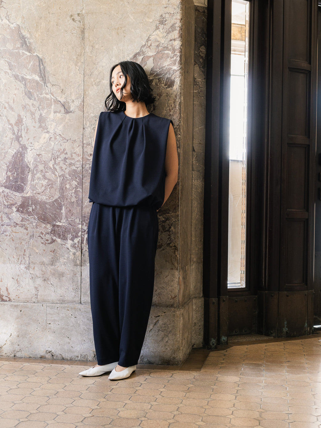 SILKY TECH TOP/Navy