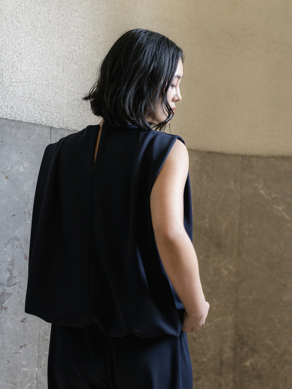 SILKY TECH TOP/Navy