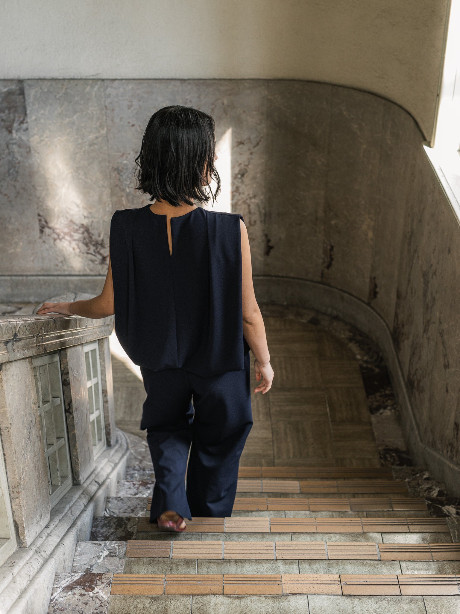 SILKY TECH TOP/Navy