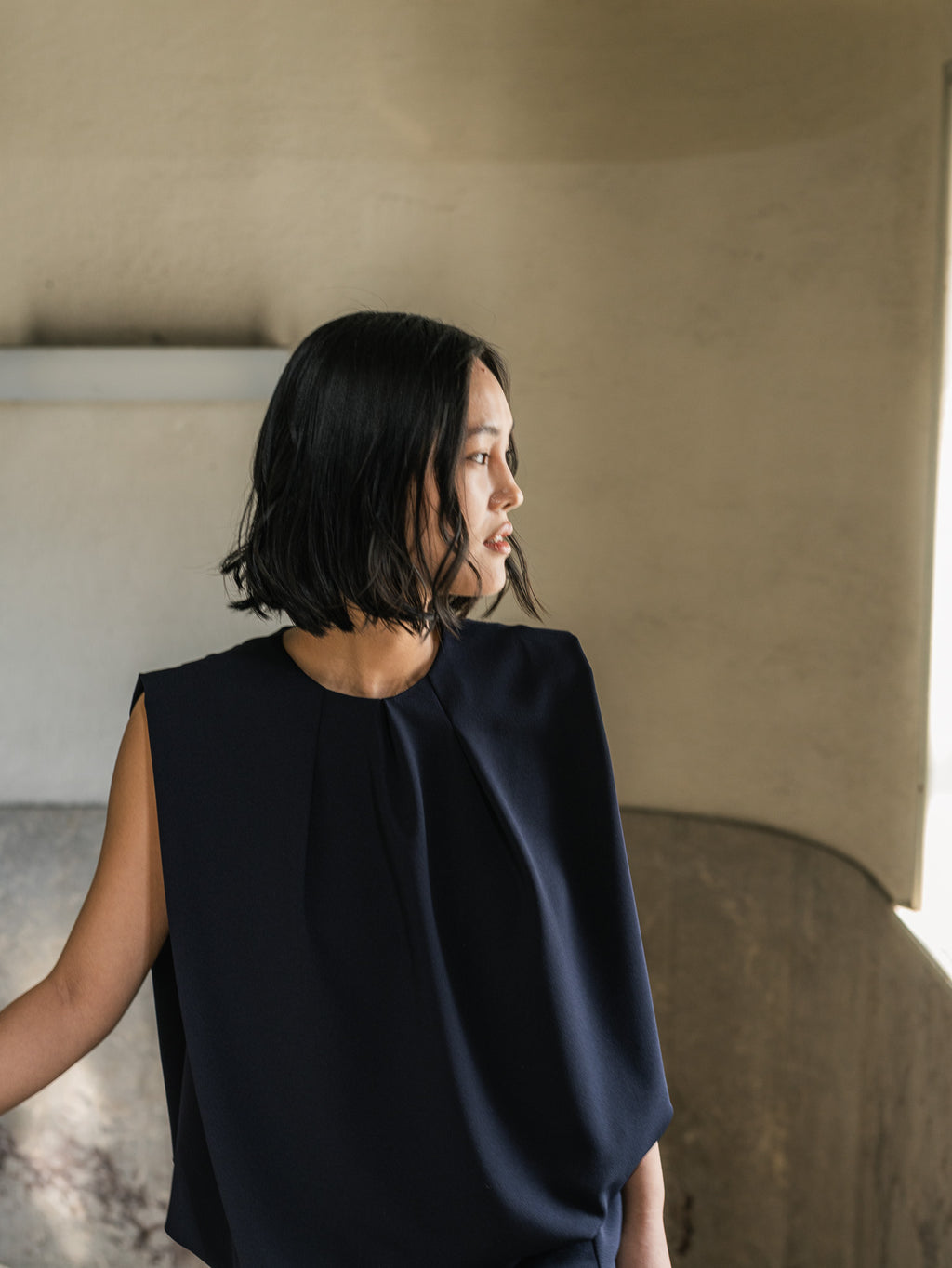 SILKY TECH TOP/Navy