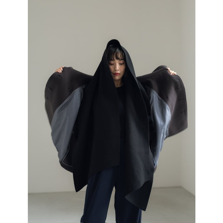 KNIT WIDE STOLE/Black