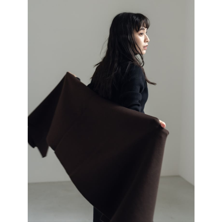 KNIT WIDE STOLE/Brown