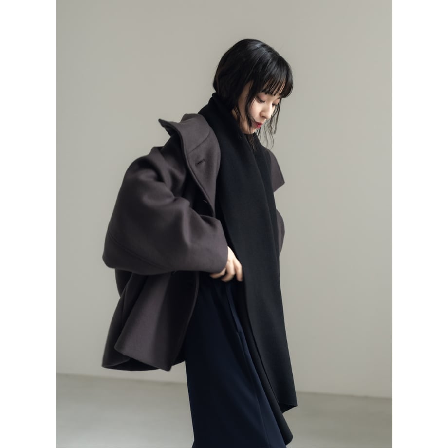 KNIT WIDE STOLE/Black