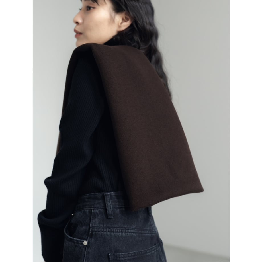 KNIT WIDE STOLE/Brown