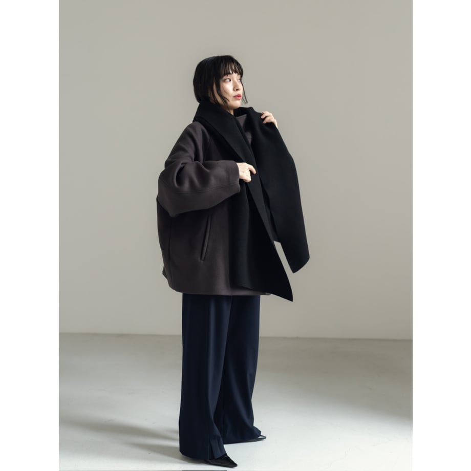 KNIT WIDE STOLE/Black