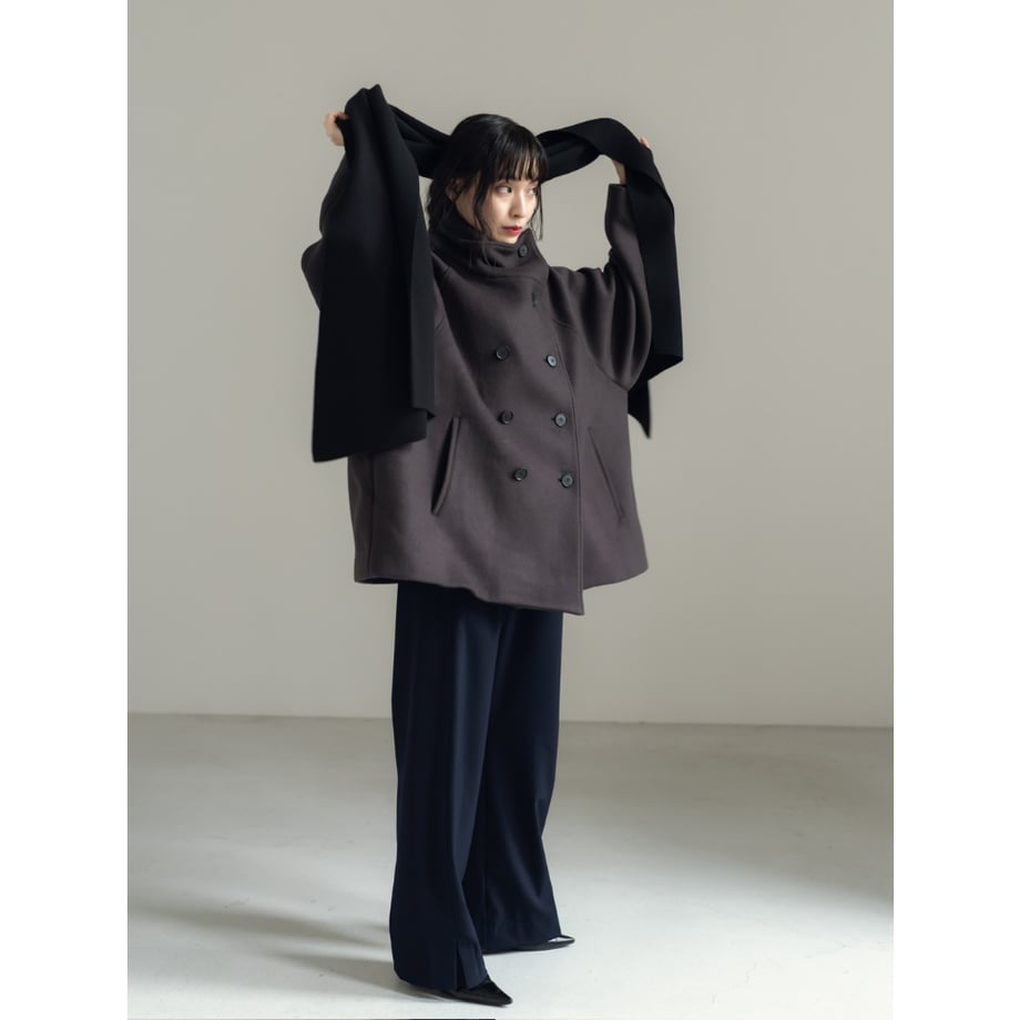 KNIT WIDE STOLE/Black