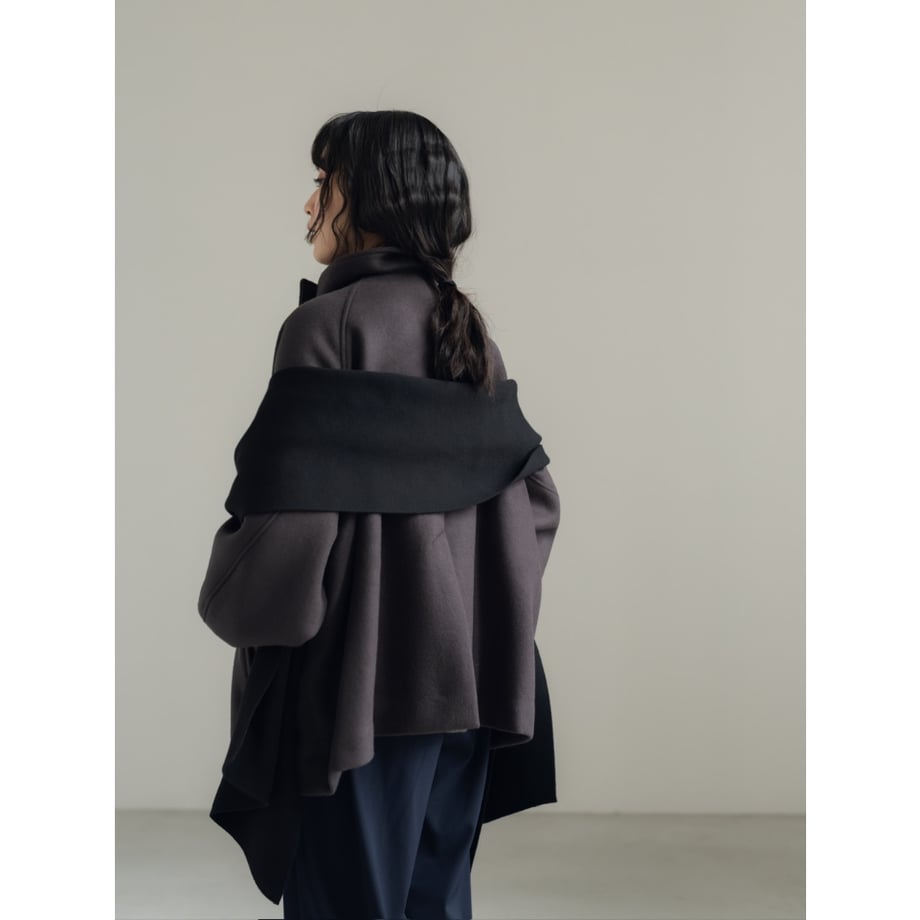 KNIT WIDE STOLE/Black