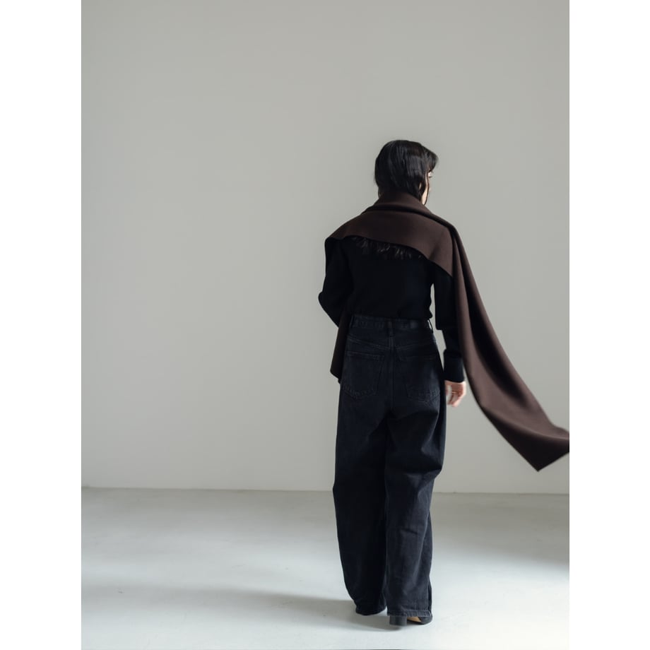 KNIT WIDE STOLE/Brown