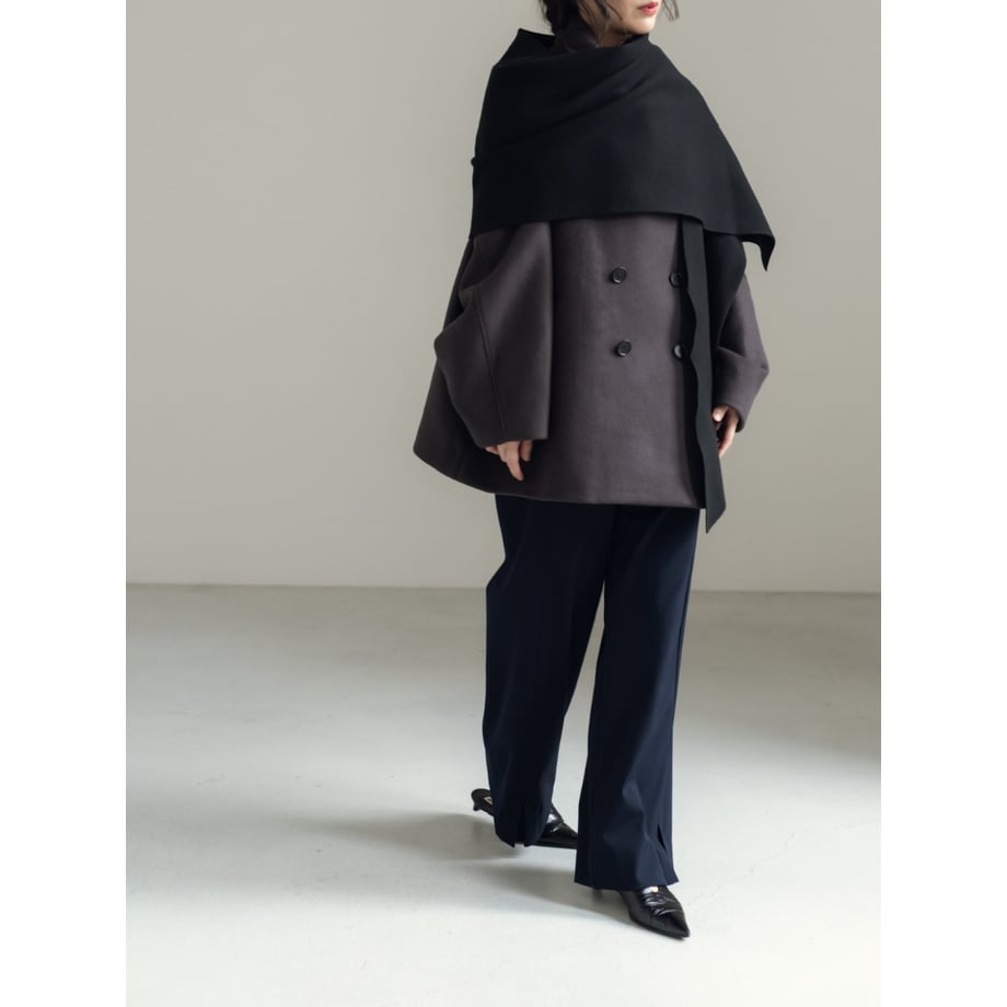 KNIT WIDE STOLE/Black