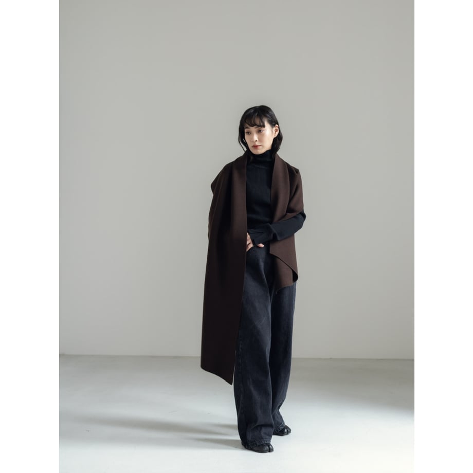 KNIT WIDE STOLE/Brown