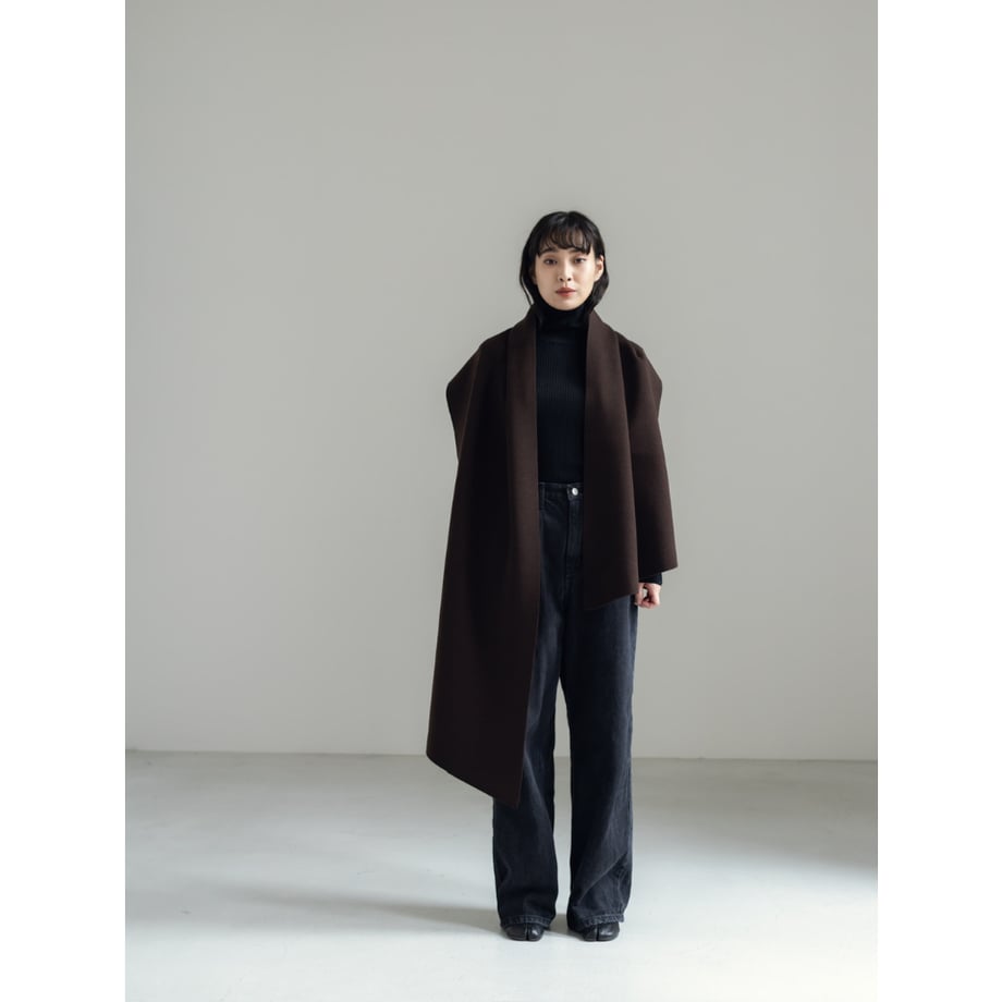 KNIT WIDE STOLE/Brown