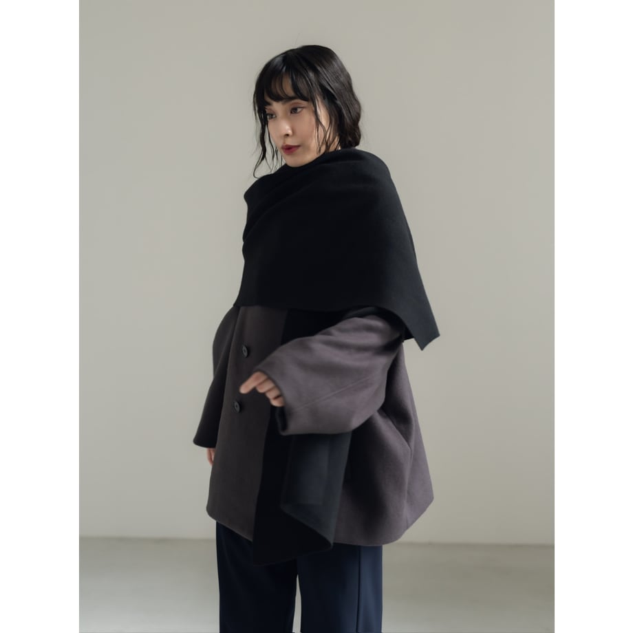 KNIT WIDE STOLE/Black