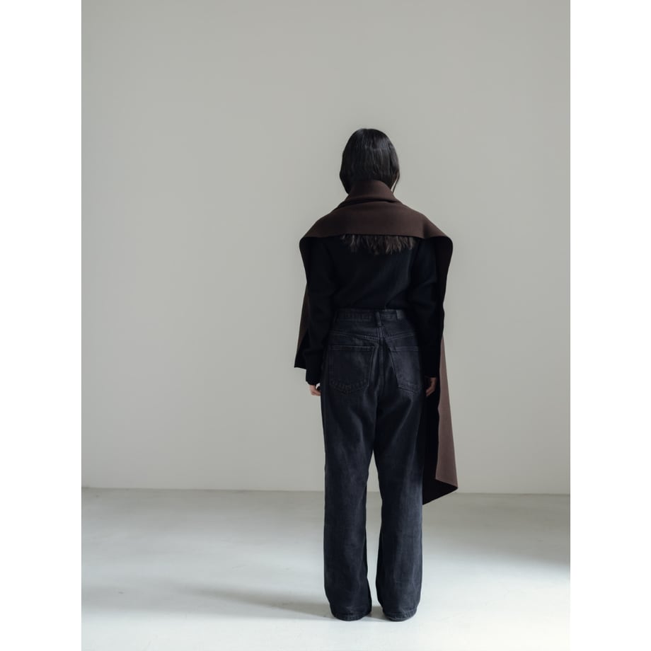 KNIT WIDE STOLE/Brown