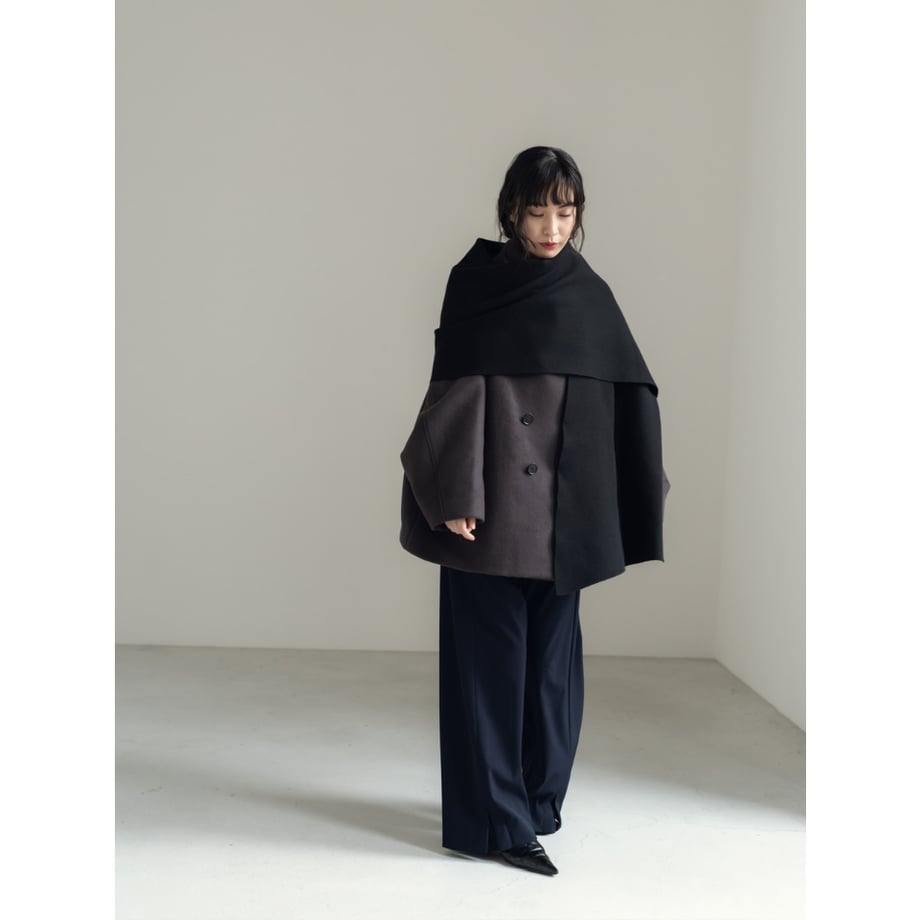 KNIT WIDE STOLE/Black