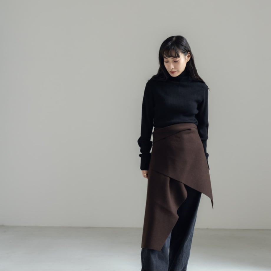 KNIT WIDE STOLE/Brown