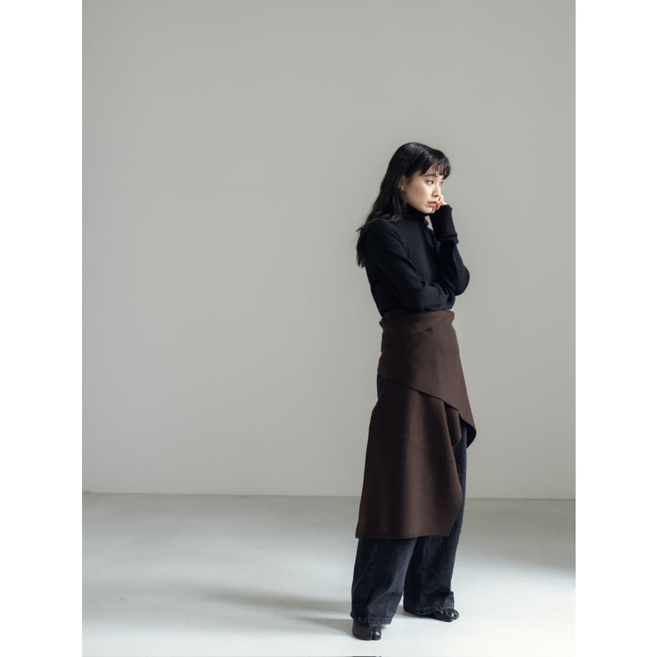 KNIT WIDE STOLE/Brown