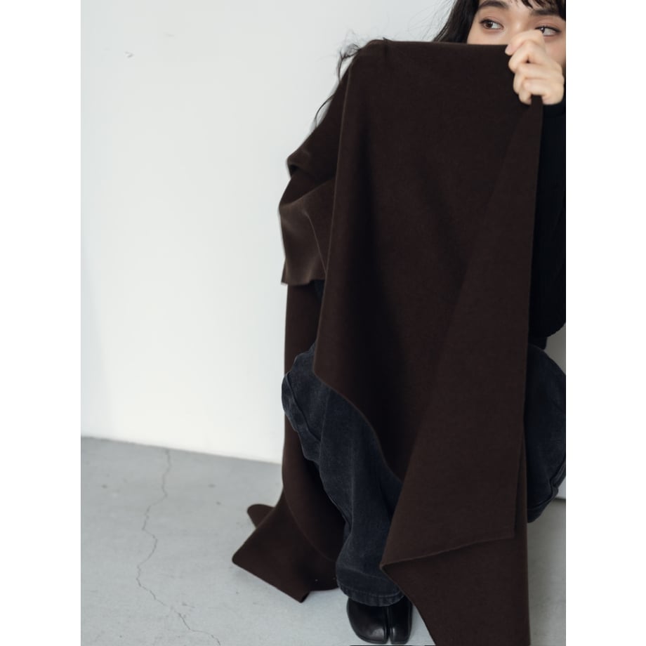 KNIT WIDE STOLE/Brown