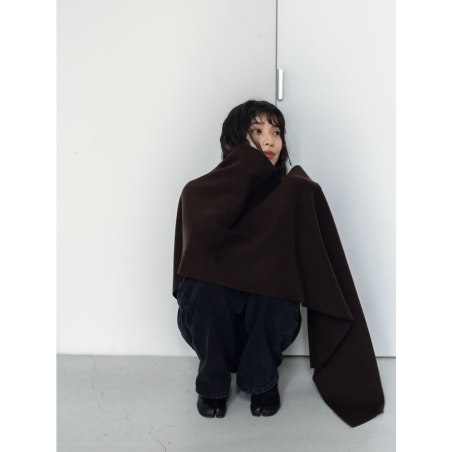 KNIT WIDE STOLE/Brown
