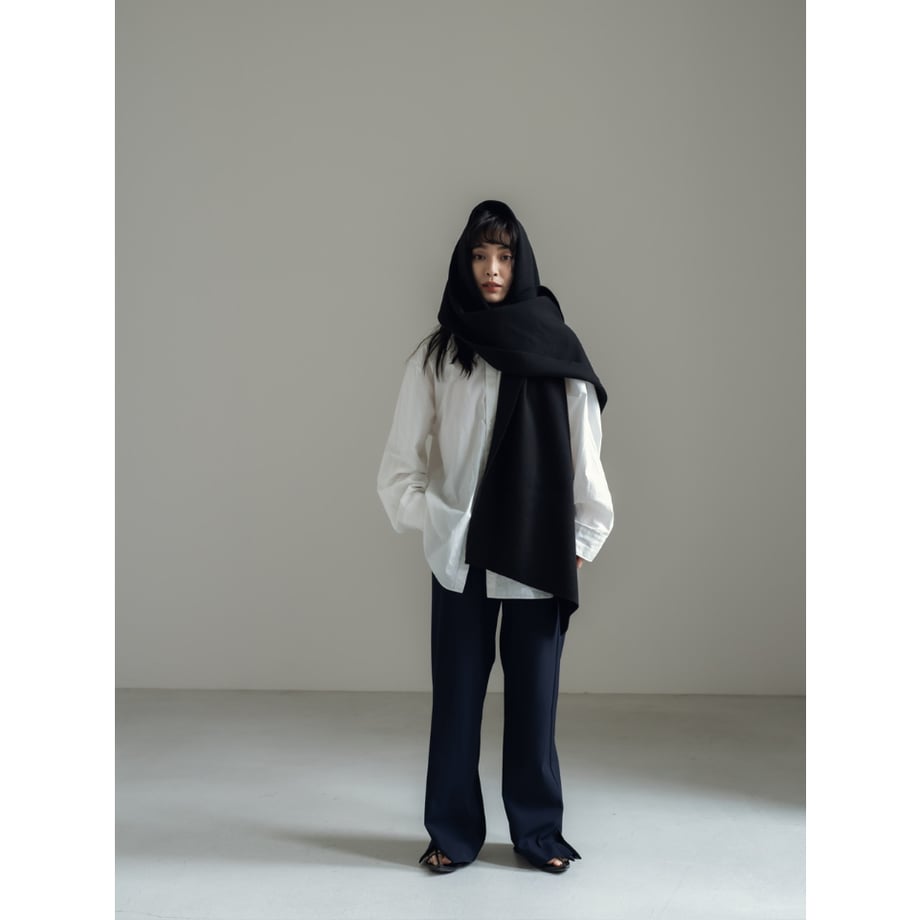 KNIT WIDE STOLE/Black