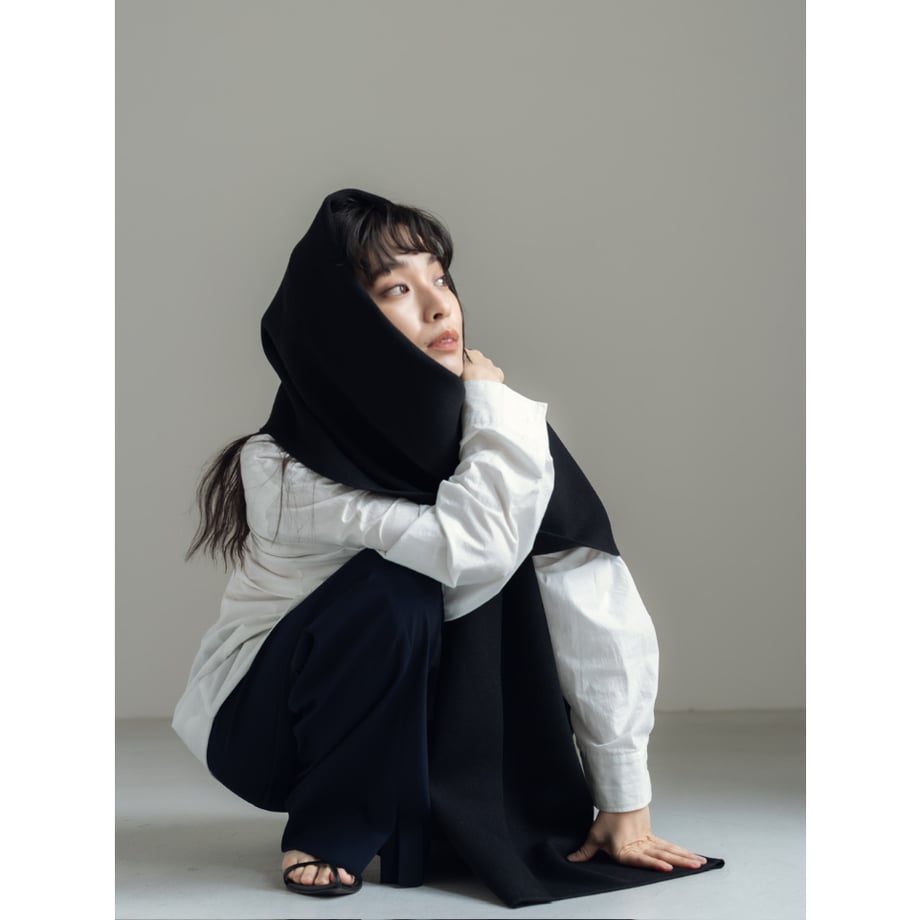 KNIT WIDE STOLE/Black