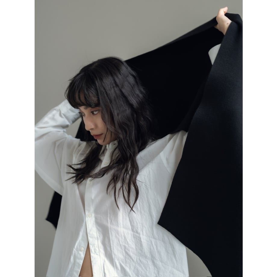 KNIT WIDE STOLE/Black