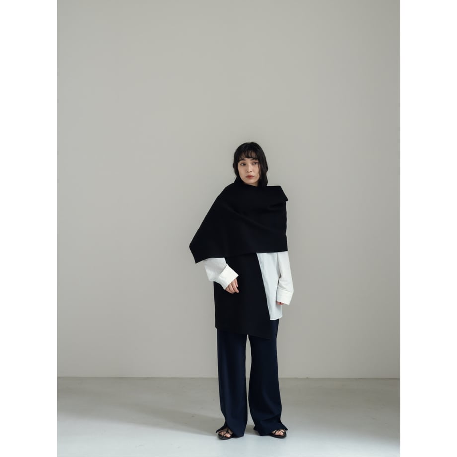KNIT WIDE STOLE/Black