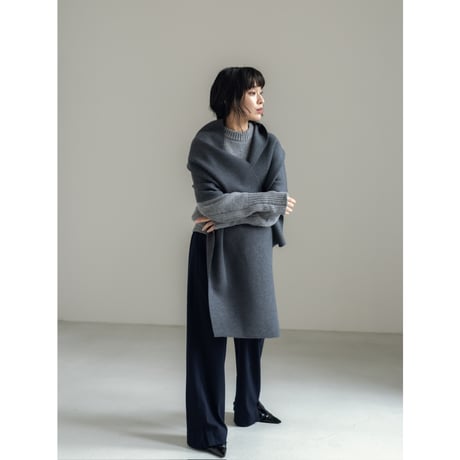 KNIT WIDE STOLE/Gray