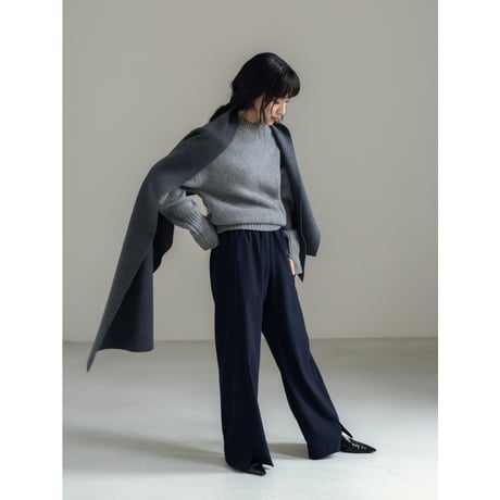 KNIT WIDE STOLE/Gray