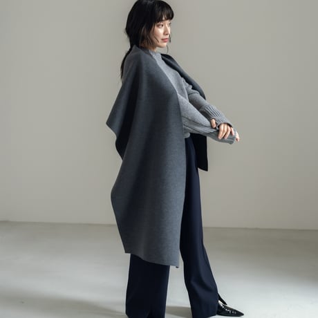 KNIT WIDE STOLE/Gray