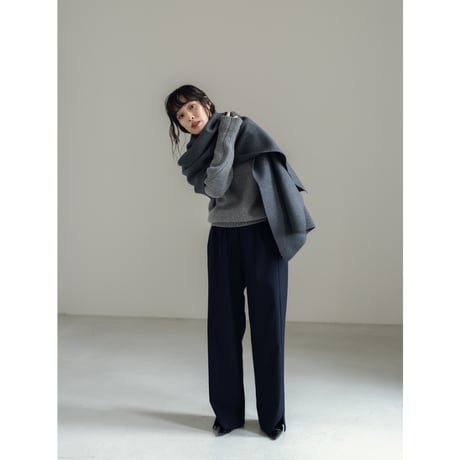 KNIT WIDE STOLE/Gray