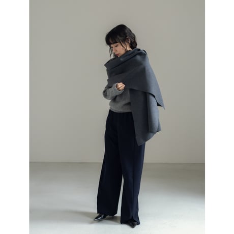 KNIT WIDE STOLE/Gray