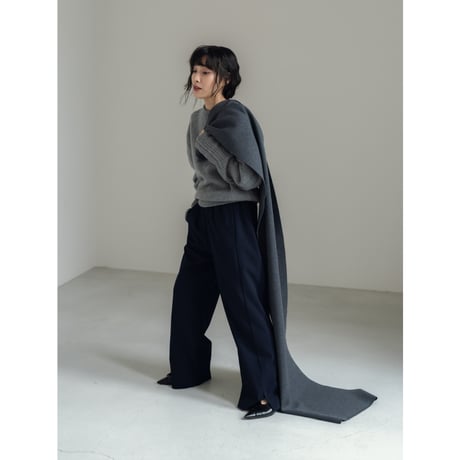 KNIT WIDE STOLE/Gray