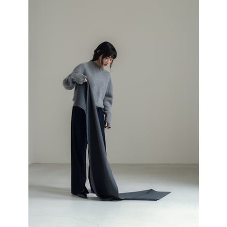 KNIT WIDE STOLE/Gray