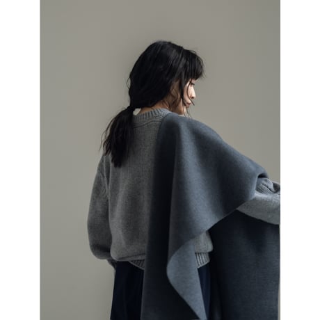 KNIT WIDE STOLE/Gray