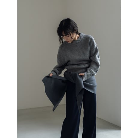 KNIT WIDE STOLE/Gray