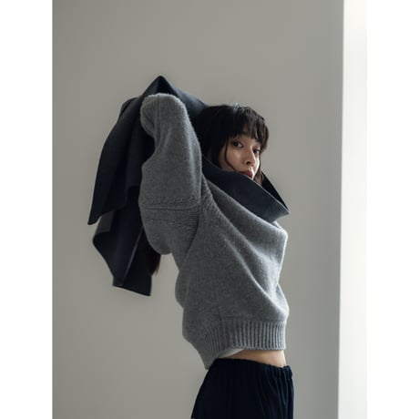KNIT WIDE STOLE/Gray