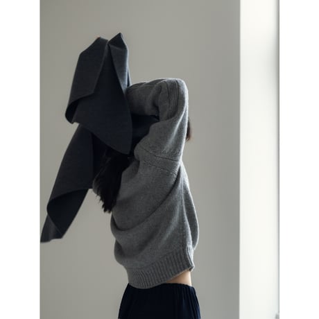 KNIT WIDE STOLE/Gray