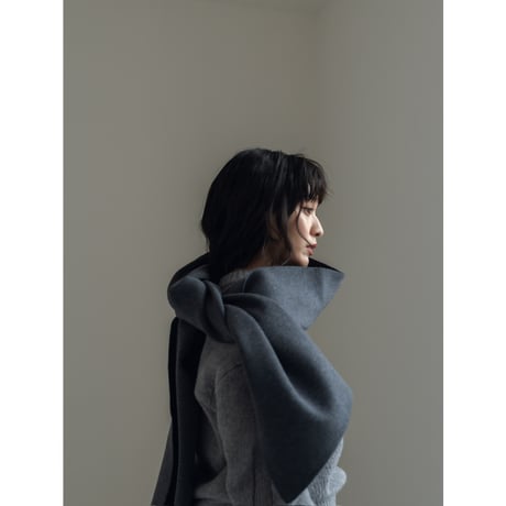 KNIT WIDE STOLE/Gray