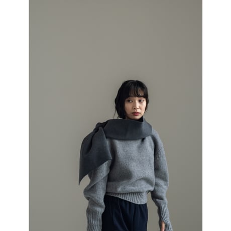 KNIT WIDE STOLE/Gray
