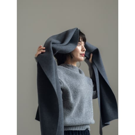 KNIT WIDE STOLE/Gray