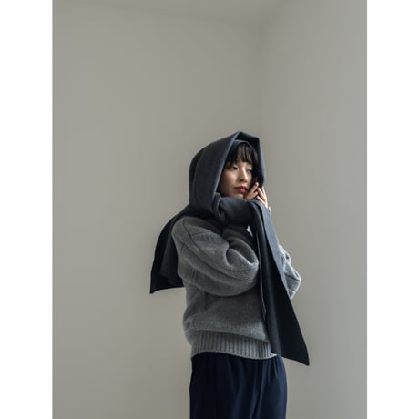 KNIT WIDE STOLE/Gray