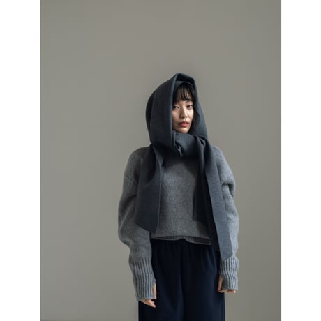 KNIT WIDE STOLE/Gray